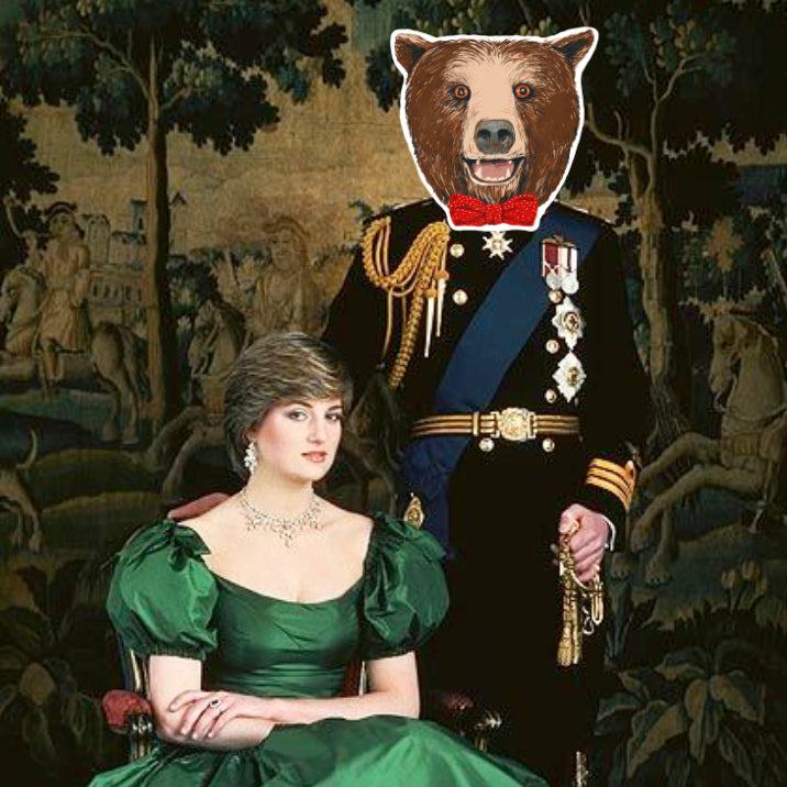 Princess Diana and Charles having been converted to a Bear